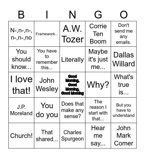 Pastor John Bingo Card