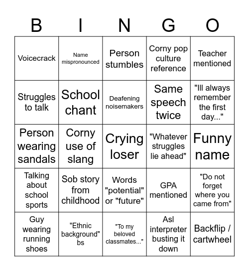 Grad bingo Card