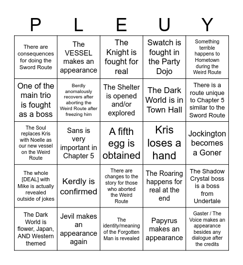 Del-Ta-Rune Chapter 5 Bingo Kaard 2 Bingo Card