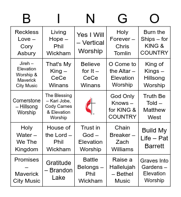 Contemporary Christian Bingo Card