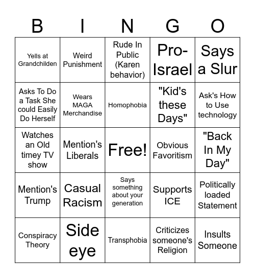 Deborah Bingo Card