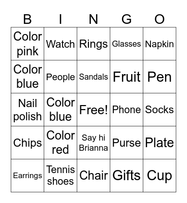 I SPY Bingo Card