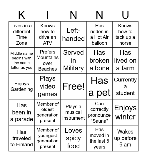 Find Someone Who... Bingo Card