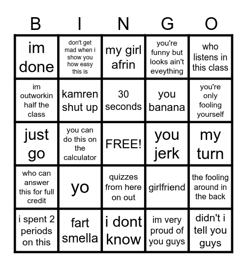 mr p Bingo Card