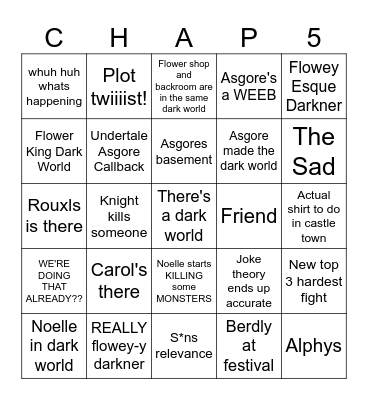 Chapter 5 Easy Mode Bingo Card