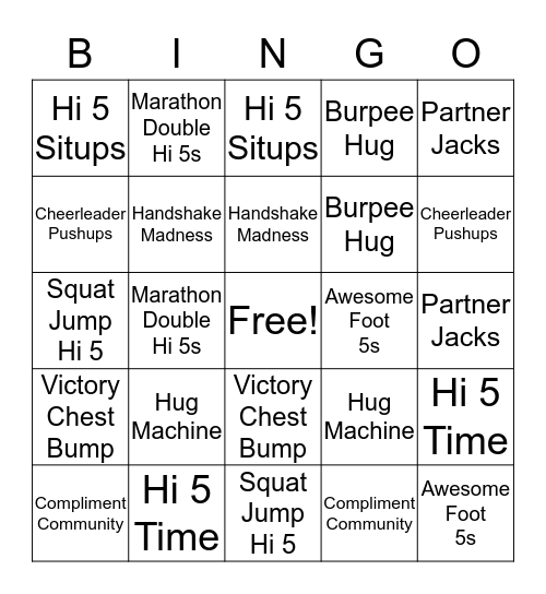 Healthy Bingo Card