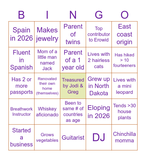 Friend-O Bingo Card