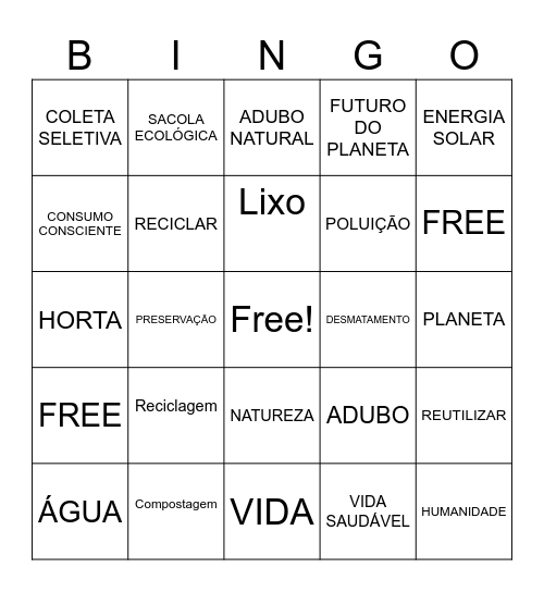 SUSTENTABILIDADE Bingo Card