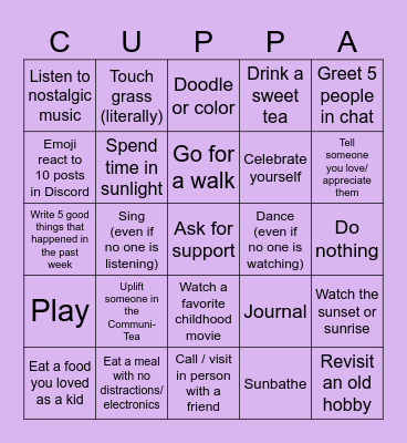 June Self Care Bingo ♡ @teawithadri Bingo Card