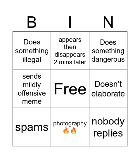 THM Talks In Tallyverse Server Bingo Card