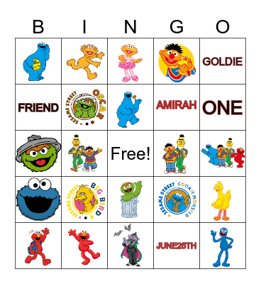 Sesame Street VDay Bingo Card