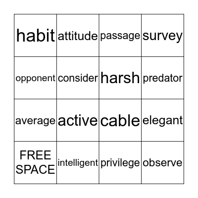 SIGHT WORD BINGO Card