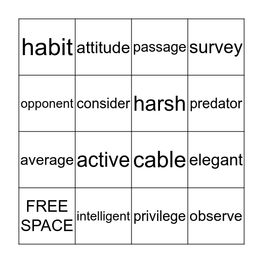 SIGHT WORD BINGO Card