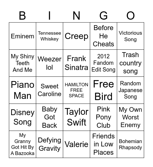 MINGO (Mom's Bar) Bingo Card
