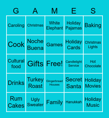 Sassy GAMES Bingo Card