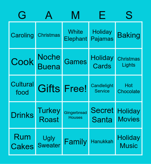 Sassy GAMES Bingo Card