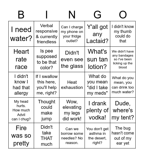 CFT Medic Bingo Card