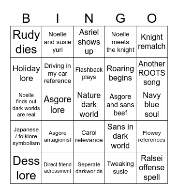 Deltarune ch5 bingo Card