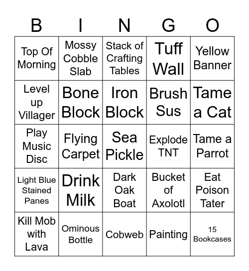 MINECRAFT BINGO 8.0 Bingo Card