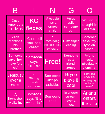 Love Island USA ‘26 Bingo Card