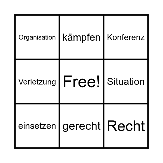 Menschenrechte Bingo Card