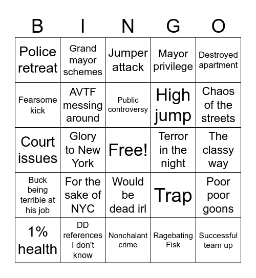 Untitled Bingo Card