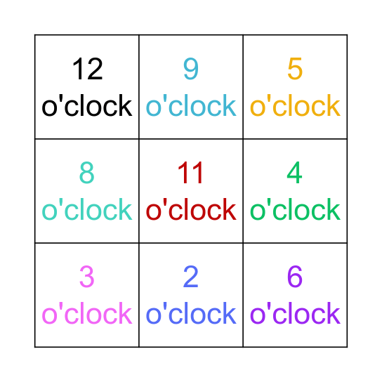 TIME BINGO Card