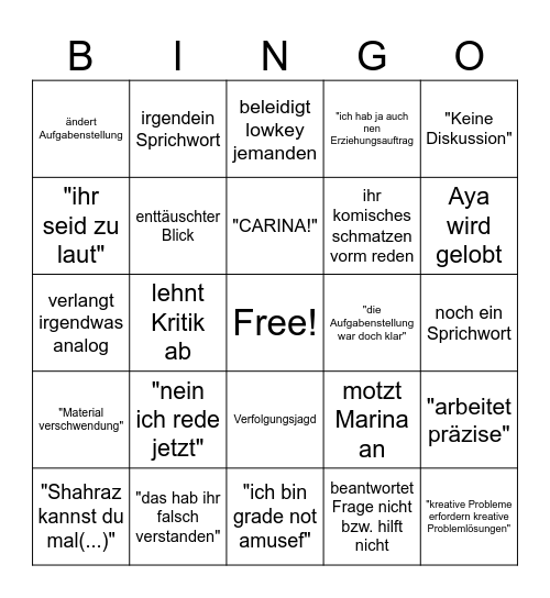 Fischbach Bingo Card