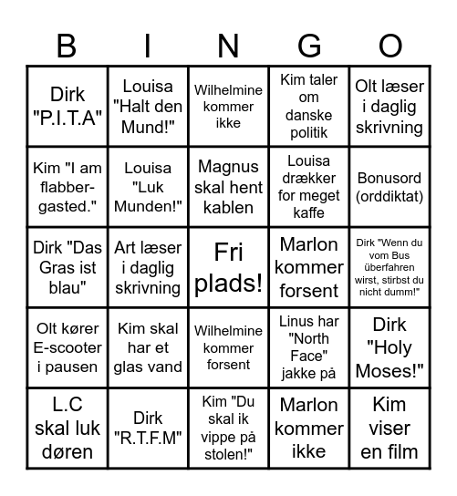 Oberstufe 8 Klasse Bingo Card