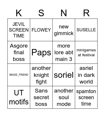 DELTARUNE CHAPTER 5 BINGO KAARD Bingo Card
