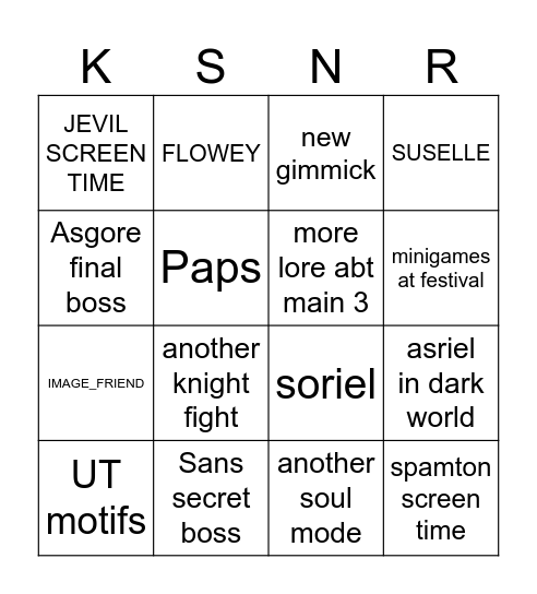 DELTARUNE CHAPTER 5 BINGO KAARD Bingo Card