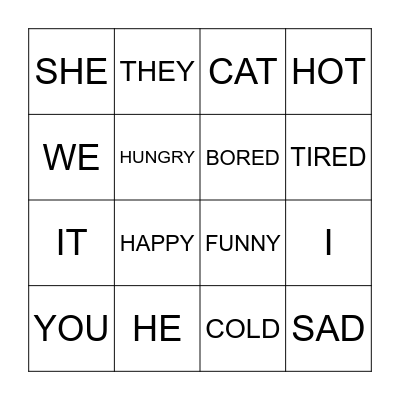 SUBJECT PRONOUNS Bingo Card