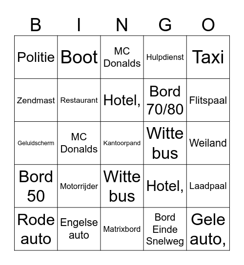 Famillie Boer Bingo Card