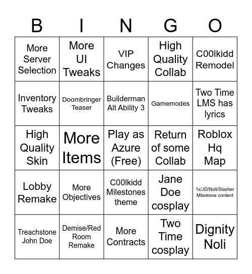 Azure Update Bingo Card