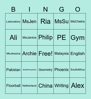 YEAR 8.2 BINGO Card