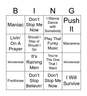 Round 1 Bingo Card