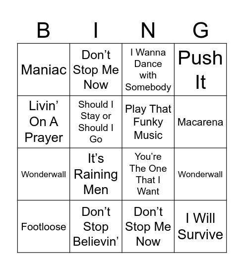 Round 1 Bingo Card