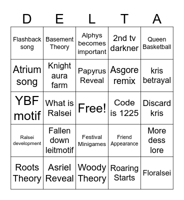Deltarune Chapter #5 Bingo Card