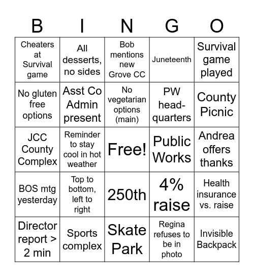 Recognition Bingo! Bingo Card