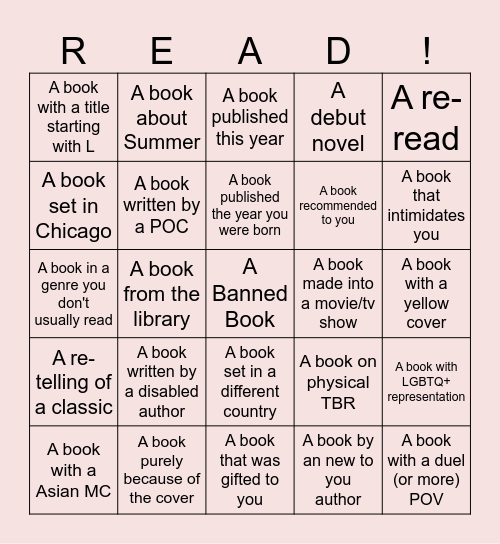 Book Bingo Card