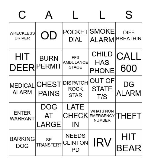 DISPATCHER     BINGO Card