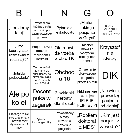 Bingo omówienie H Bingo Card