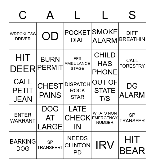 DISPATCHER     BINGO Card