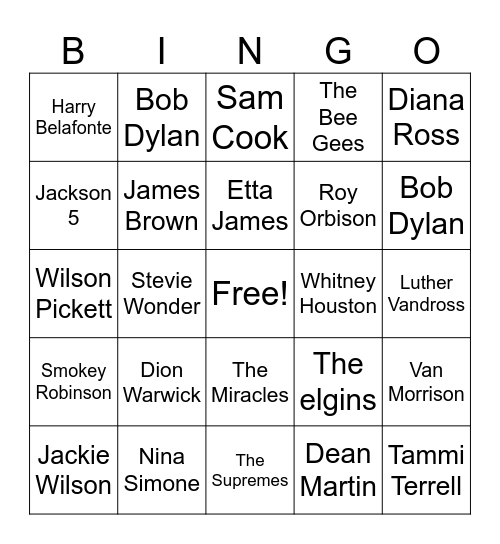 Music Bingo Card