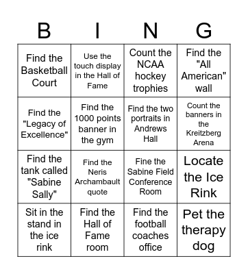 Norwich Athletics Scavenger Hunt Bingo Card