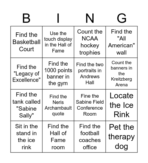 Norwich Athletics Scavenger Hunt Bingo Card