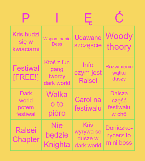 Chapter 5 Bingo Card