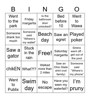 Family Bingo Card