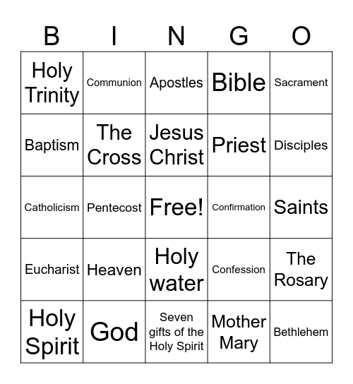 Religon Bingo Card