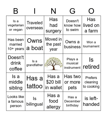 Ellis Family Reunion Bingo Card